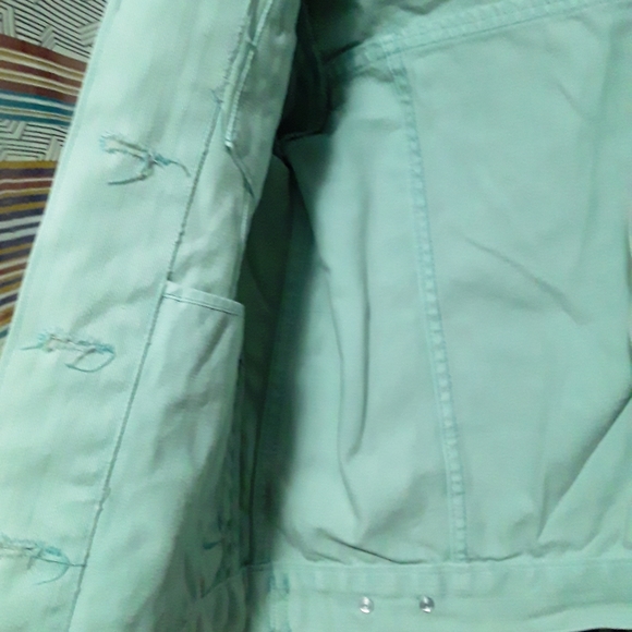 Forever 21 Girls Age 12-13 (152-158cm) Light Blue-Green Denim Type Jean Jacket - Picture 13 of 16